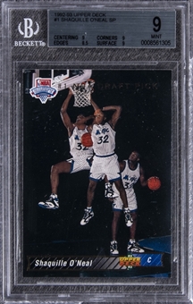1992-93 Upper Deck #1 Shaquille ONeal Rookie Card - BGS MINT 9